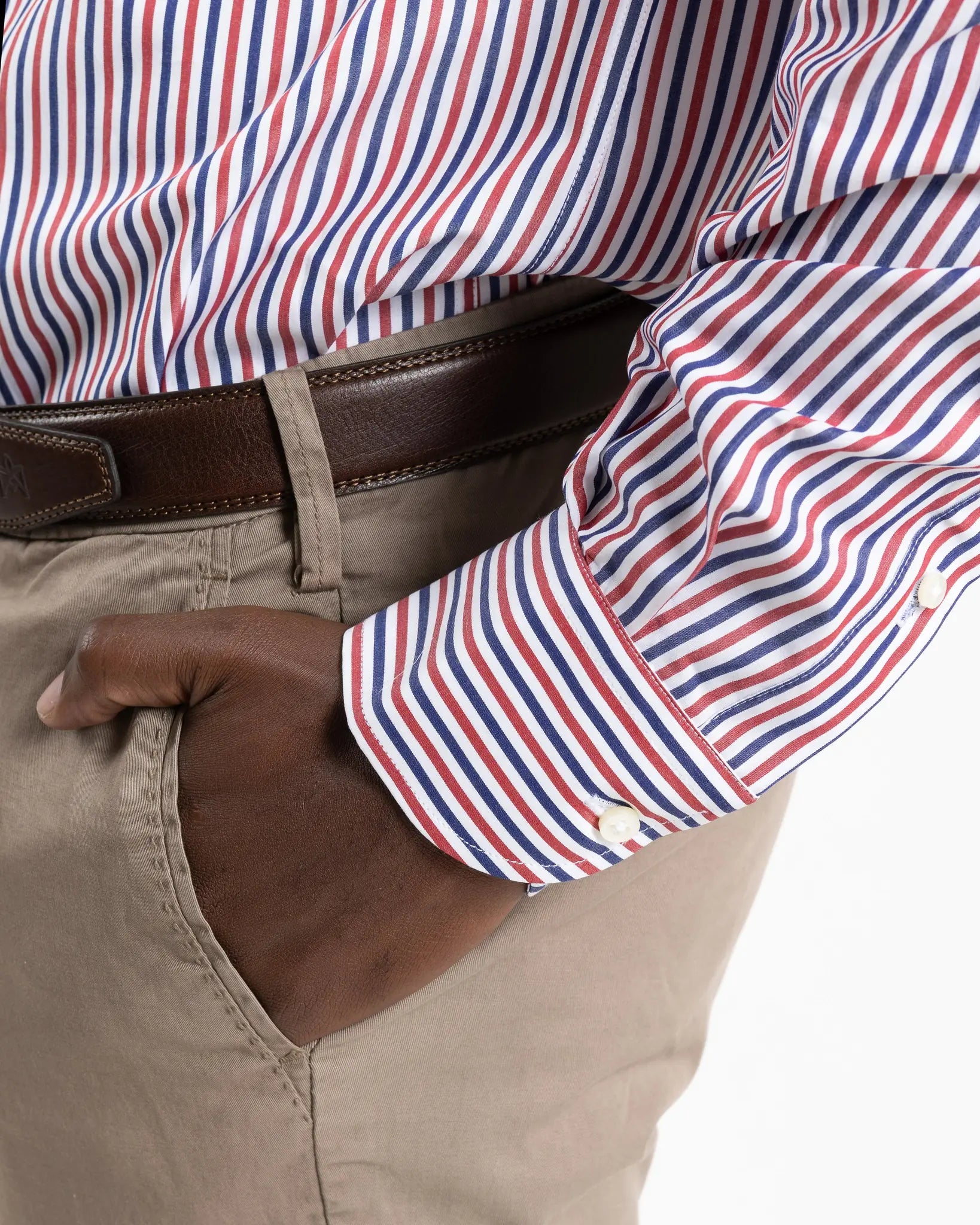 Shop Bianco Oro Men's Cotton Shirt in Red & Blue Stripe or browse our range of men's Italian clothing and shoes in leather in-store at Aliverti Cape Town, or shop online. We deliver in South Africa & offer multiple payment plans as well as accept multiple safe & secure payment methods.
