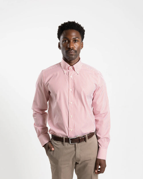 Shop Bianco Oro Men's Cotton Shirt in Red Stripe or browse our range of men's Italian clothing and shoes in leather in-store at Aliverti Cape Town, or shop online. We deliver in South Africa & offer multiple payment plans as well as accept multiple safe & secure payment methods.