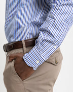 Shop Bianco Oro Men's Striped Cotton Shirt in Blue or browse our range of men's Italian clothing and shoes in leather in-store at Aliverti Cape Town, or shop online. We deliver in South Africa & offer multiple payment plans as well as accept multiple safe & secure payment methods.
