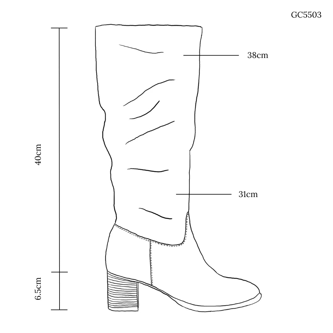 Women's Equestrian Boot Block Heel in Calf Leather Suede Sigaro (GC5503)