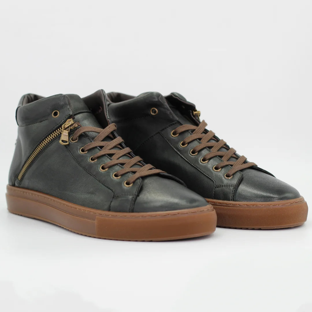 Shop Handmade Italian Leather High Top Sneaker in calf leather verde (1890) or browse our range of hand-made Italian shoes in leather or suede in-store at Aliverti Cape Town, or shop online. We deliver in South Africa & offer multiple payment plans as well as accept multiple safe & secure payment methods.