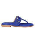 Ladies genuine leather Italian T-bar summer sandals in blue made in Italy exclusively for Aliverti (LO20601BLU)
