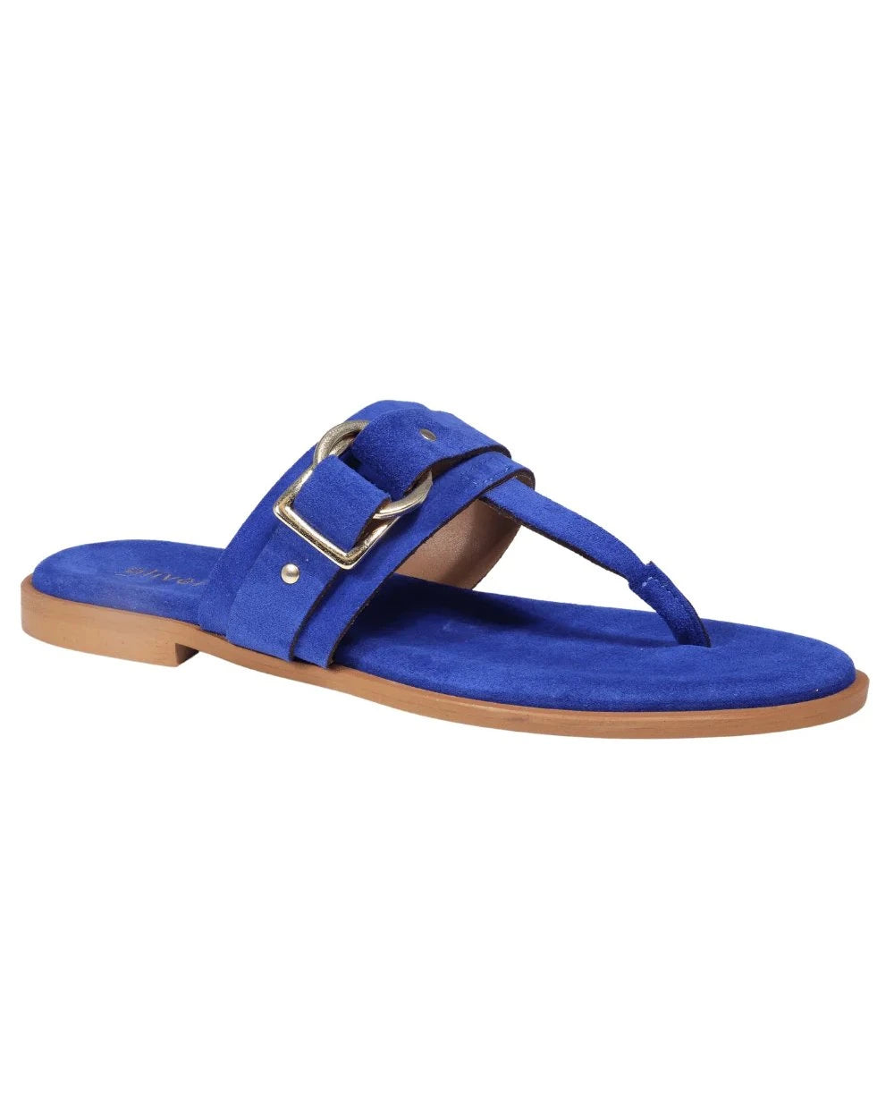 Ladies genuine leather Italian T-bar summer sandals in blue made in Italy exclusively for Aliverti (LO20601BLU)