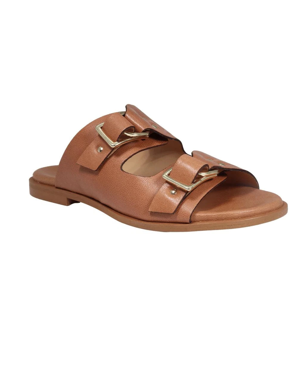 Ladies genuine leather Italian summer sandals in cuoio/ brown made in Italy exclusively for Aliverti (LO20602CUO)
