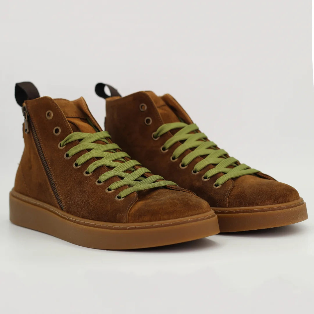 Shop Handmade Italian Leather Men's high top sneaker in calf leather suede sigaro (1066) or browse our range of hand-made Italian shoes in leather or suede in-store at Aliverti Cape Town, or shop online. We deliver in South Africa & offer multiple payment plans as well as accept multiple safe & secure payment methods.