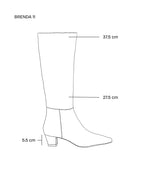 Women's Block Heel  Boot in Calf Leather Nero (BRENDA11)