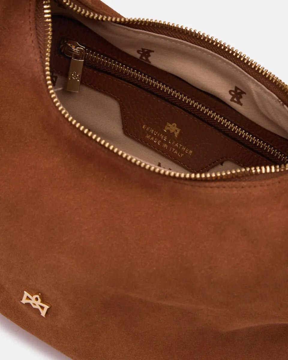 Cuoieria Fiorentina Italian Leather Suede Chop Medium Hobo in Caramel (B000006099240-CAR)