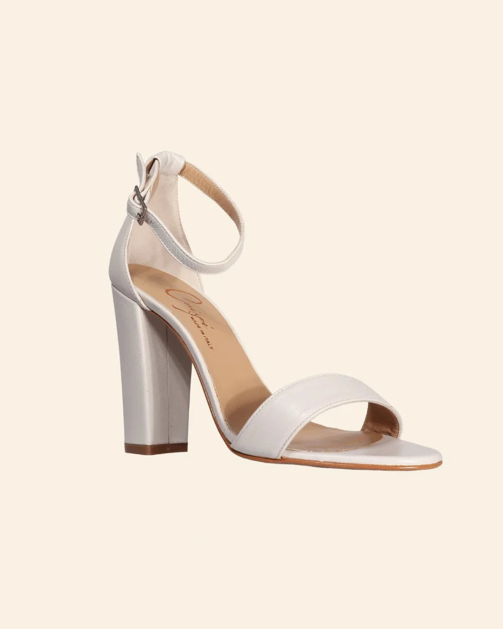 Ladies Italian Genuine Leather Platform Heel in White by Aliverti
