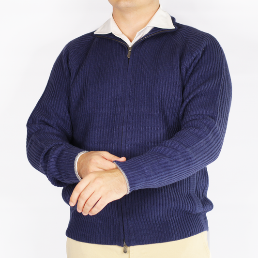 Shop Fusaro Antonio zip up wool jersey in blue (MA23024) or browse our range of men's Italian clothing and shoes in leather in-store at Aliverti Cape Town, or shop online. We deliver in South Africa & offer multiple payment plans as well as accept multiple safe & secure payment methods.