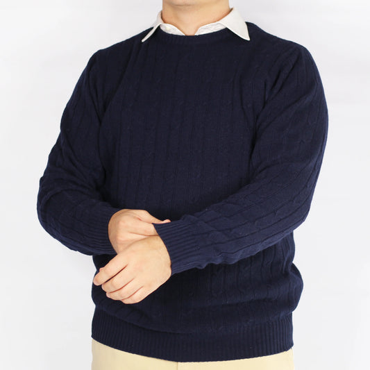 Shop Fusaro Antonio cable knit wool cashmere crewneck in navy (MA25006-017-05) or browse our range of men's Italian clothing and shoes in leather in-store at Aliverti Cape Town, or shop online. We deliver in South Africa & offer multiple payment plans as well as accept multiple safe & secure payment methods.