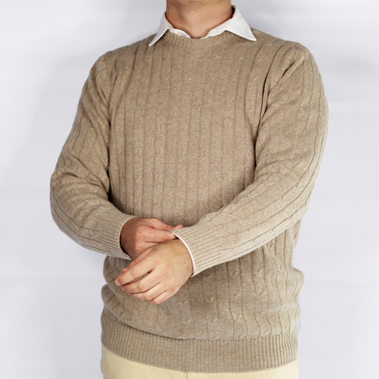 Shop Fusaro Antonio cable knit wool cashmere crewneck in fango (MA25006-017-05) or browse our range of men's Italian clothing and shoes in leather in-store at Aliverti Cape Town, or shop online. We deliver in South Africa & offer multiple payment plans as well as accept multiple safe & secure payment methods.