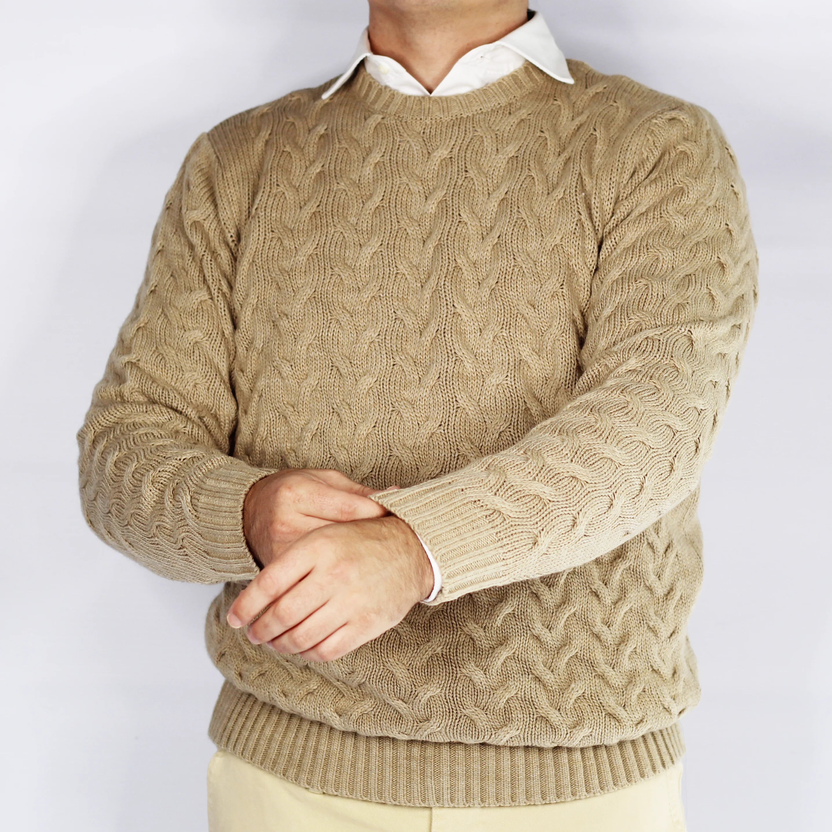 Shop Fusaro Antonio chunky wool blend cable knit jersey in beige (MA25010) or browse our range of men's Italian clothing and shoes in leather in-store at Aliverti Cape Town, or shop online. We deliver in South Africa & offer multiple payment plans as well as accept multiple safe & secure payment methods.