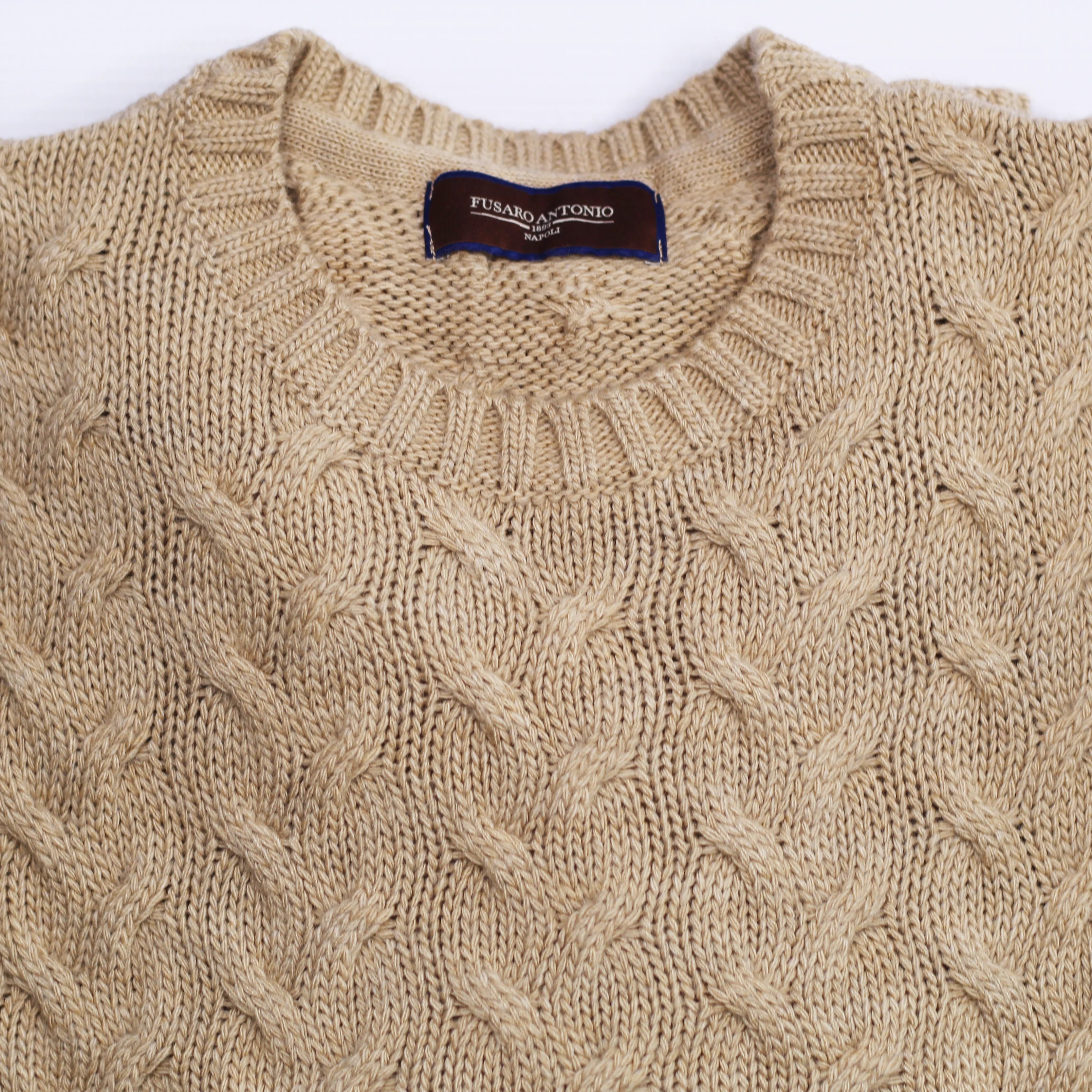 Shop Fusaro Antonio chunky wool blend cable knit jersey in beige (MA25010) or browse our range of men's Italian clothing and shoes in leather in-store at Aliverti Cape Town, or shop online. We deliver in South Africa & offer multiple payment plans as well as accept multiple safe & secure payment methods.