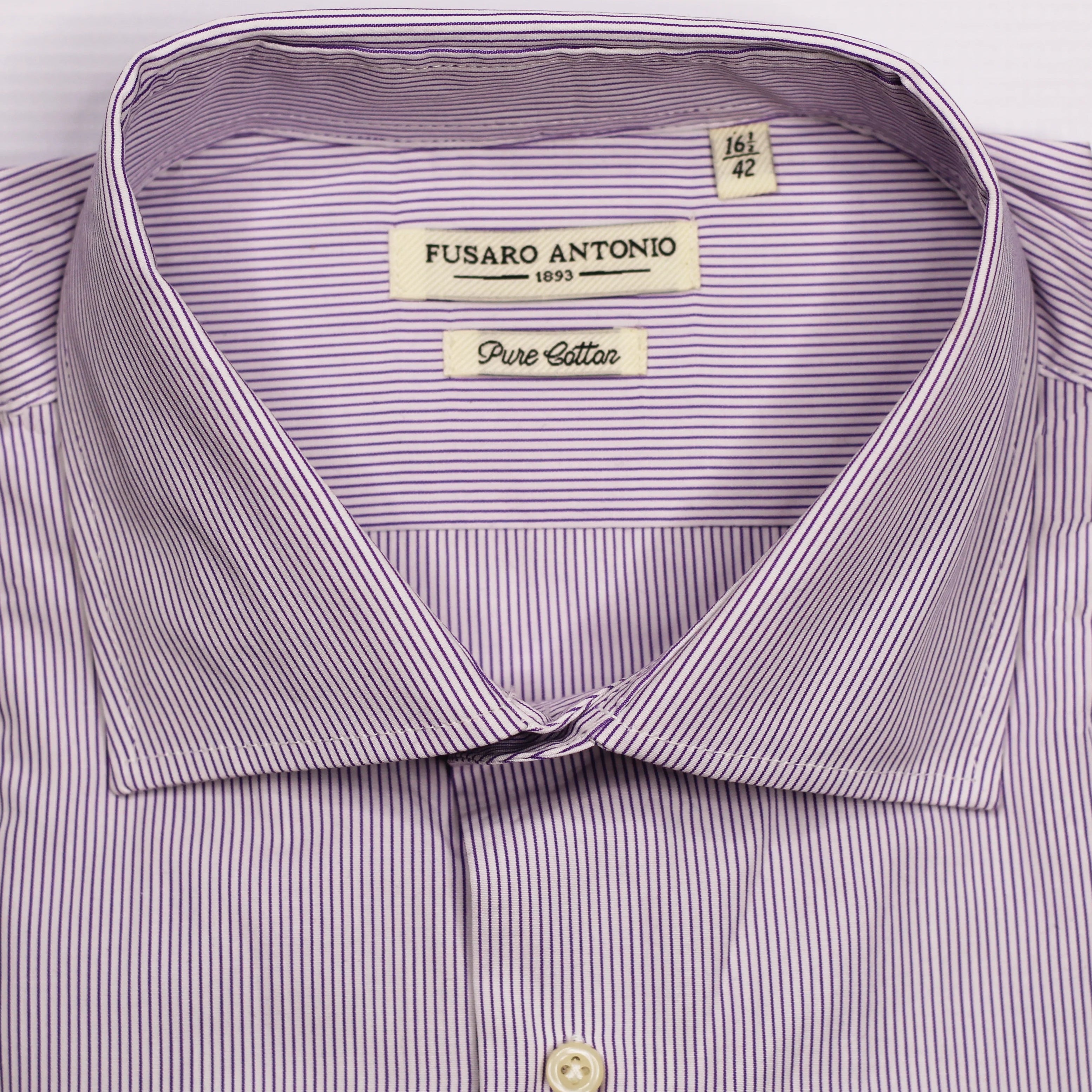 Shop Fusaro Antonio men's regular fit cotton shirt in purple stripes (CA25002-061-15) or browse our range of men's Italian clothing and shoes in leather in-store at Aliverti Cape Town, or shop online. We deliver in South Africa & offer multiple payment plans as well as accept multiple safe & secure payment methods.