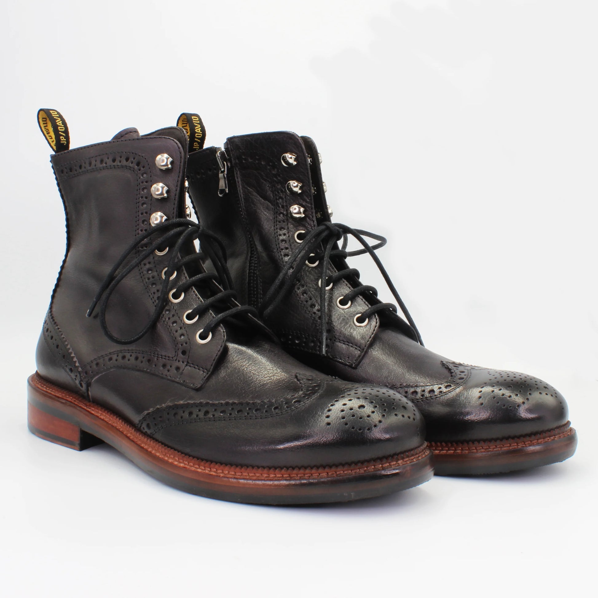 Shop Handmade Italian Leather Lace-Up Boot in Candy Black Red (JP37340/1)  or browse our range of hand-made Italian boots for men in leather or suede in-store at Aliverti Cape Town, or shop online. We deliver in South Africa & offer multiple payment plans as well as accept multiple safe & secure payment methods.