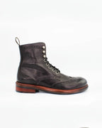 Shop Handmade Italian Leather Lace-Up Boot in Candy Black Red (JPU37340/1)  or browse our range of hand-made Italian boots for men in leather or suede in-store at Aliverti Cape Town, or shop online. We deliver in South Africa & offer multiple payment plans as well as accept multiple safe & secure payment methods.