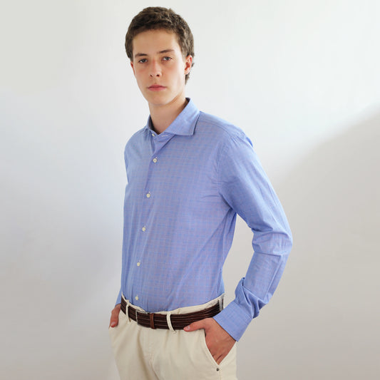 Shop Fusaro Antonio Men's Cotton Shirt in Prince of Wales Blue and White (CA24006) or browse our range of men's Italian clothing and shoes in leather in-store at Aliverti Cape Town, or shop online. We deliver in South Africa & offer multiple payment plans as well as accept multiple safe & secure payment methods.