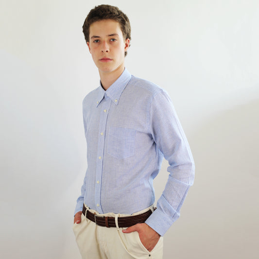 Shop Fusaro Antonio Men's Lino Cotton Shirt in Striped Blue (CA22064) or browse our range of men's Italian clothing and shoes in leather in-store at Aliverti Cape Town, or shop online. We deliver in South Africa & offer multiple payment plans as well as accept multiple safe & secure payment methods.