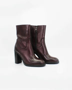 Women's Heeled Boot in Calf Leather Nature Burnet Bordeaux (GC8553)
