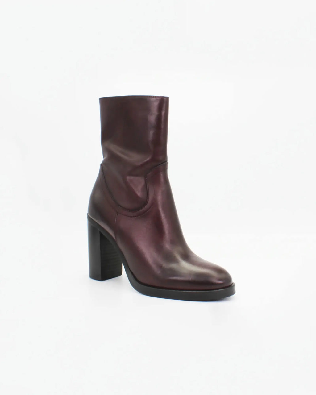 Women's Heeled Boot in Calf Leather Nature Burnet Bordeaux (GC8553)