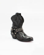 Ladies genuine leather Italian low western boot with studs in black made in Italy exclusively for Aliverti