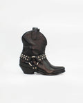 Ladies genuine leather Italian low western boot with studs in black made in Italy exclusively for Aliverti