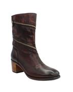 Woman's Mid Boot with Wraparound Zip in Calf Leather Bruciato Brown (JPD35165/11)