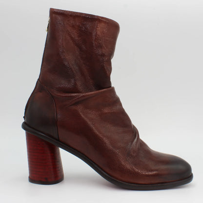 Women's Ankle Boot with 7.5CM Heel in Calf Leather Bruciato Brown (JPD35165/17)