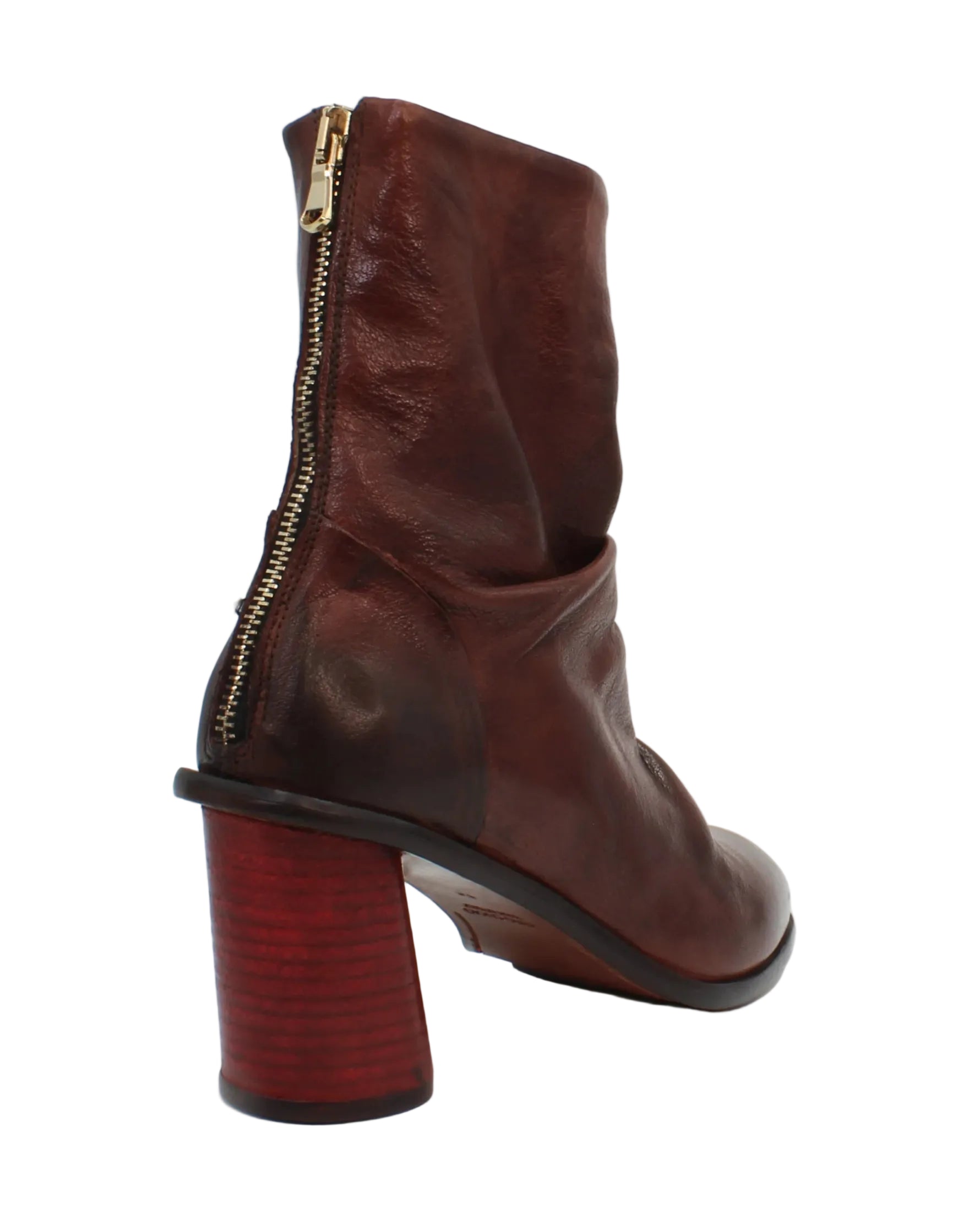Women's Ankle Boot with 7.5CM Heel in Calf Leather Bruciato Brown (JPD35165/17)