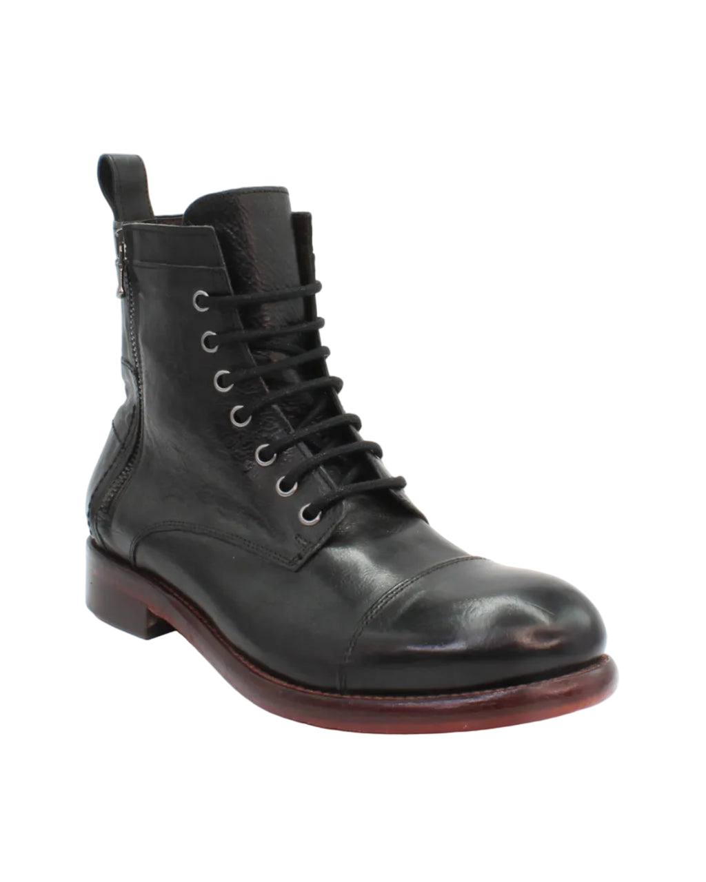Men's genuine upper & sole leather Italian zip up ankle boot with double zip style in black made in Italy exclusively for Aliverti