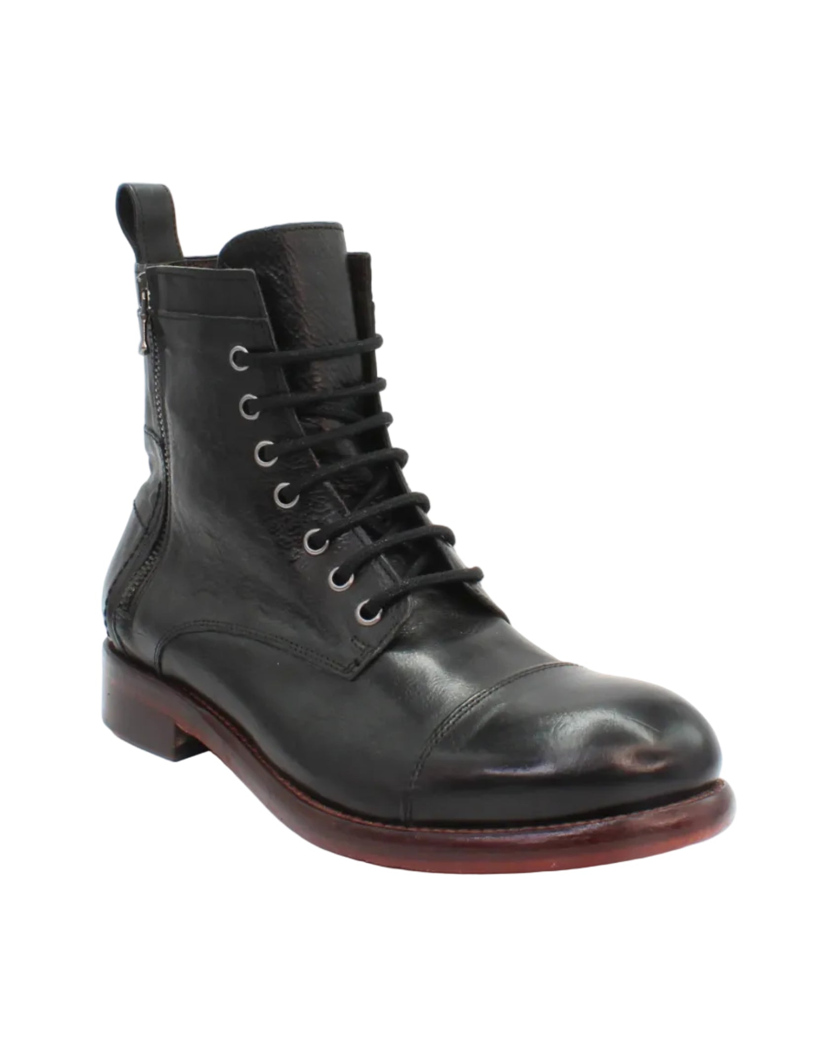 Men's genuine upper & sole leather Italian zip up ankle boot with double zip style in black made in Italy exclusively for Aliverti
