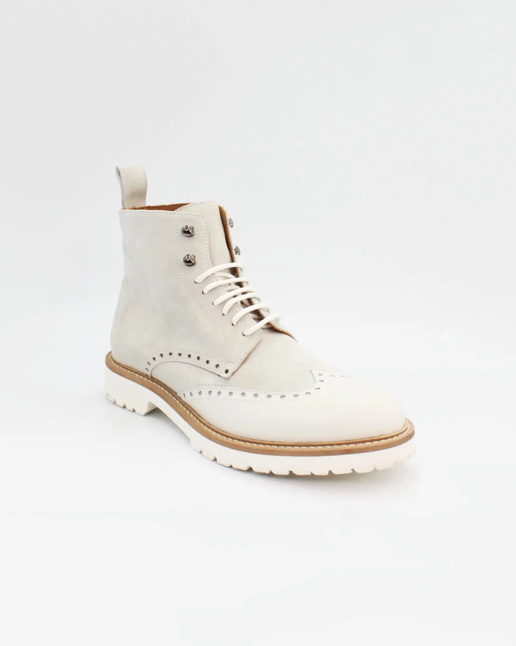 Ladies Italian made genuine calf leather and leather suede ankle boots in osso white made in Italy exclusively for Aliverti