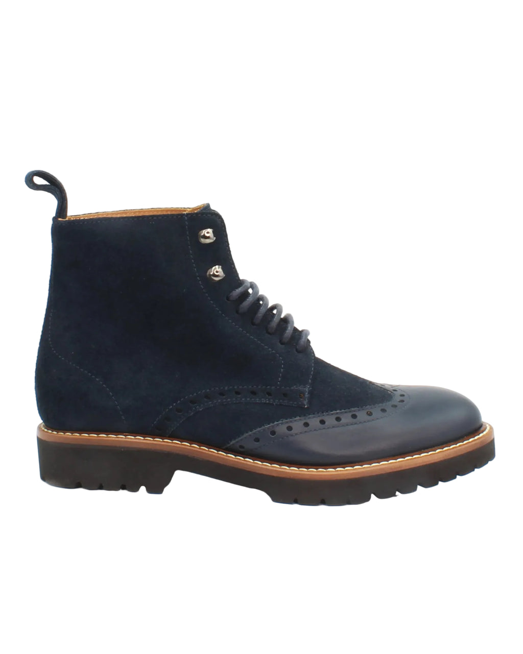 Ladies Italian made genuine calf leather and leather suede ankle boots in oceano blue made in Italy exclusively for Aliverti