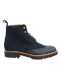 Ladies Italian made genuine calf leather and leather suede ankle boots in oceano blue made in Italy exclusively for Aliverti