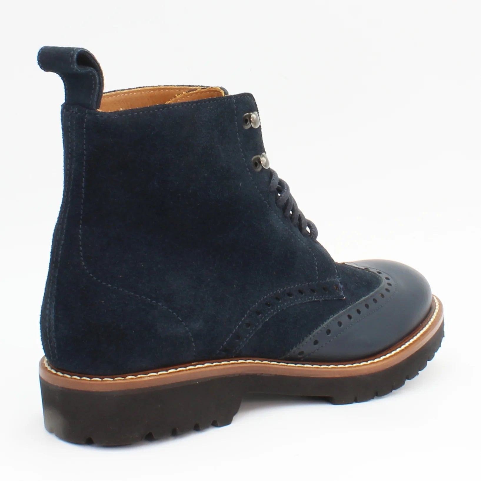 Ladies Italian made genuine calf leather and leather suede ankle boots in oceano blue made in Italy exclusively for Aliverti