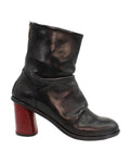 Ladies Italian made genuine leather ankle boot with 7.5cm heel in black made in Italy exclusively for Aliverti