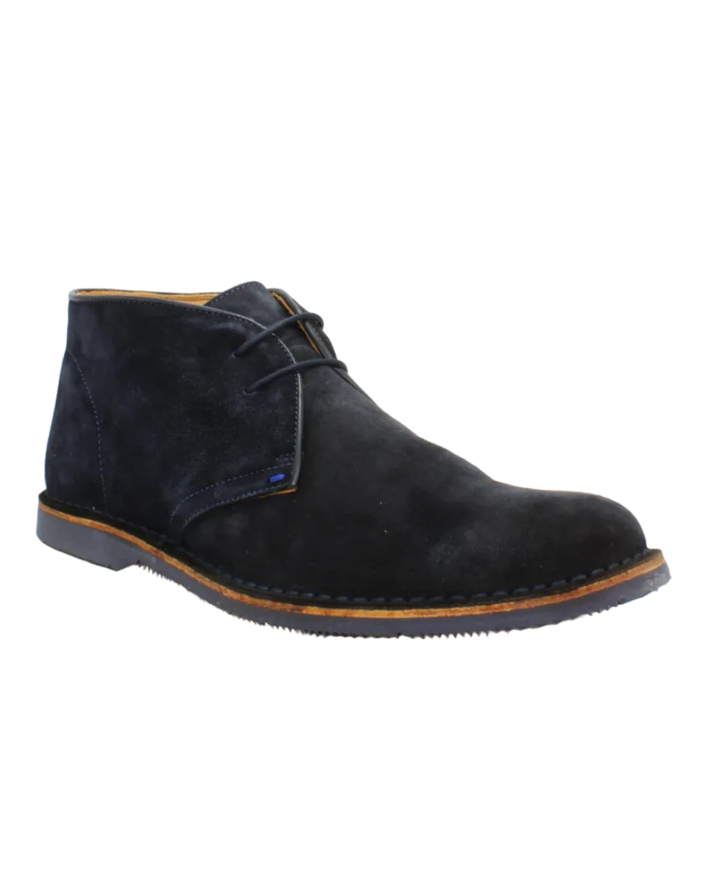 men's genuine suede leather casual desert boot in navy made in Italy by Aliverti