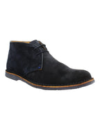 men's genuine suede leather casual desert boot in navy made in Italy by Aliverti