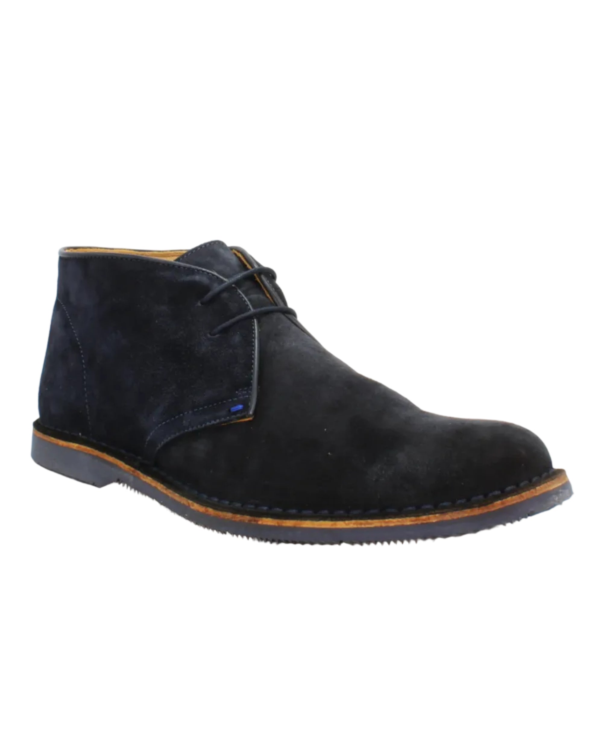 men's genuine suede leather casual desert boot in navy made in Italy by Aliverti