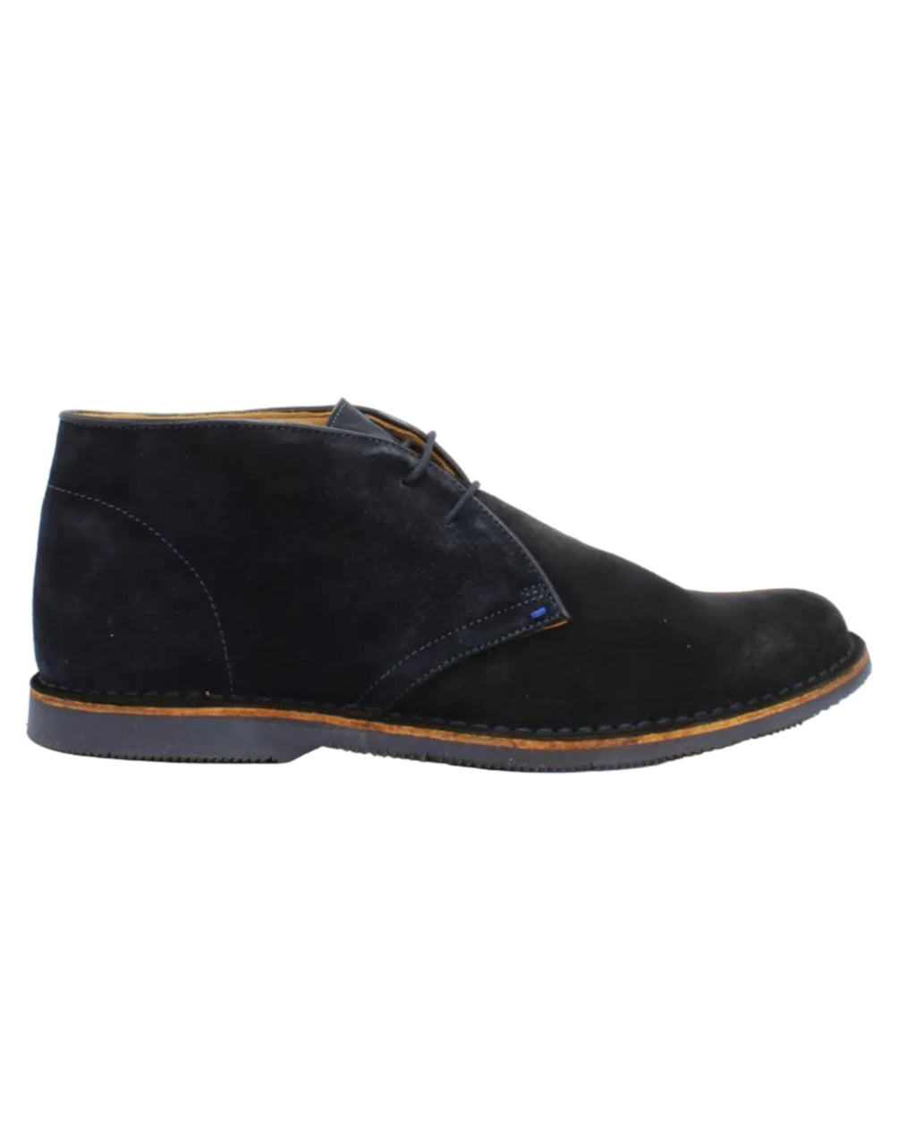 men's genuine suede leather casual desert boot in navy made in Italy by Aliverti