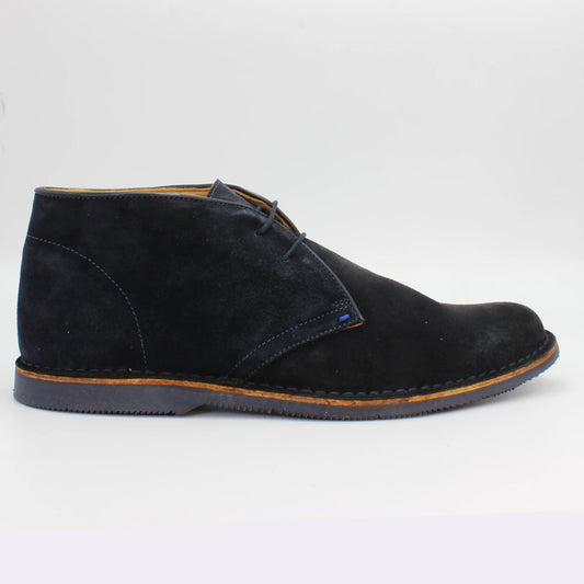 men's genuine suede leather casual desert boot in navy made in Italy by Aliverti