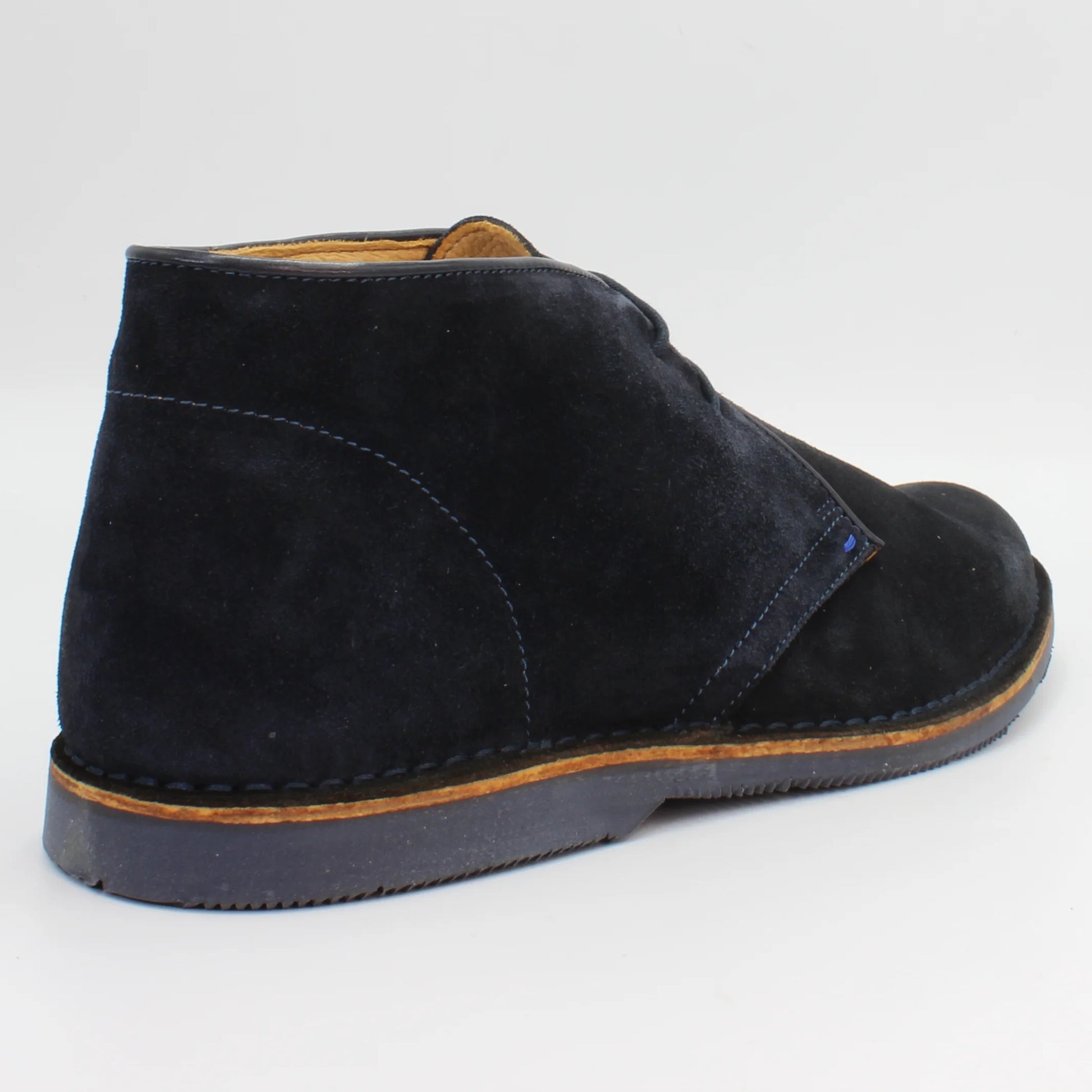 men's genuine suede leather casual desert boot in navy made in Italy by Aliverti