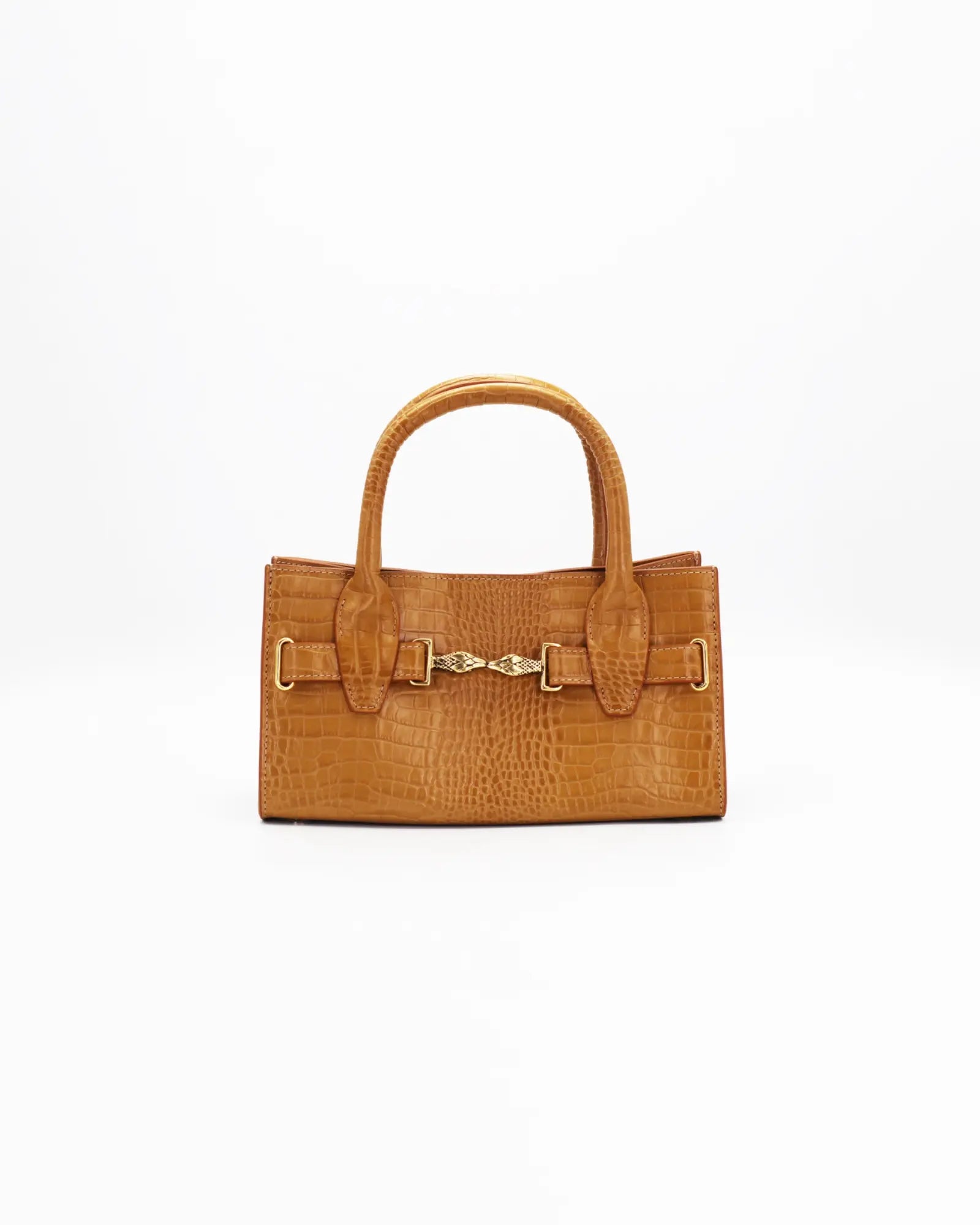 Mini bag made of precious lambskin with a crumpled effect and a delicate glossy finish, with double handles and a removable leather shoulder strap.


The bag is embellished on both the front and back with the iconic Tramontano archive accessory, in handcrafted gold-plated brass.
Top closure with magnet.

Microfiber lining.&nbsp;Gold-finish accessories.

Material:&nbsp;Moon lamb
Dimensions:&nbsp;25x13x10.5 cm
