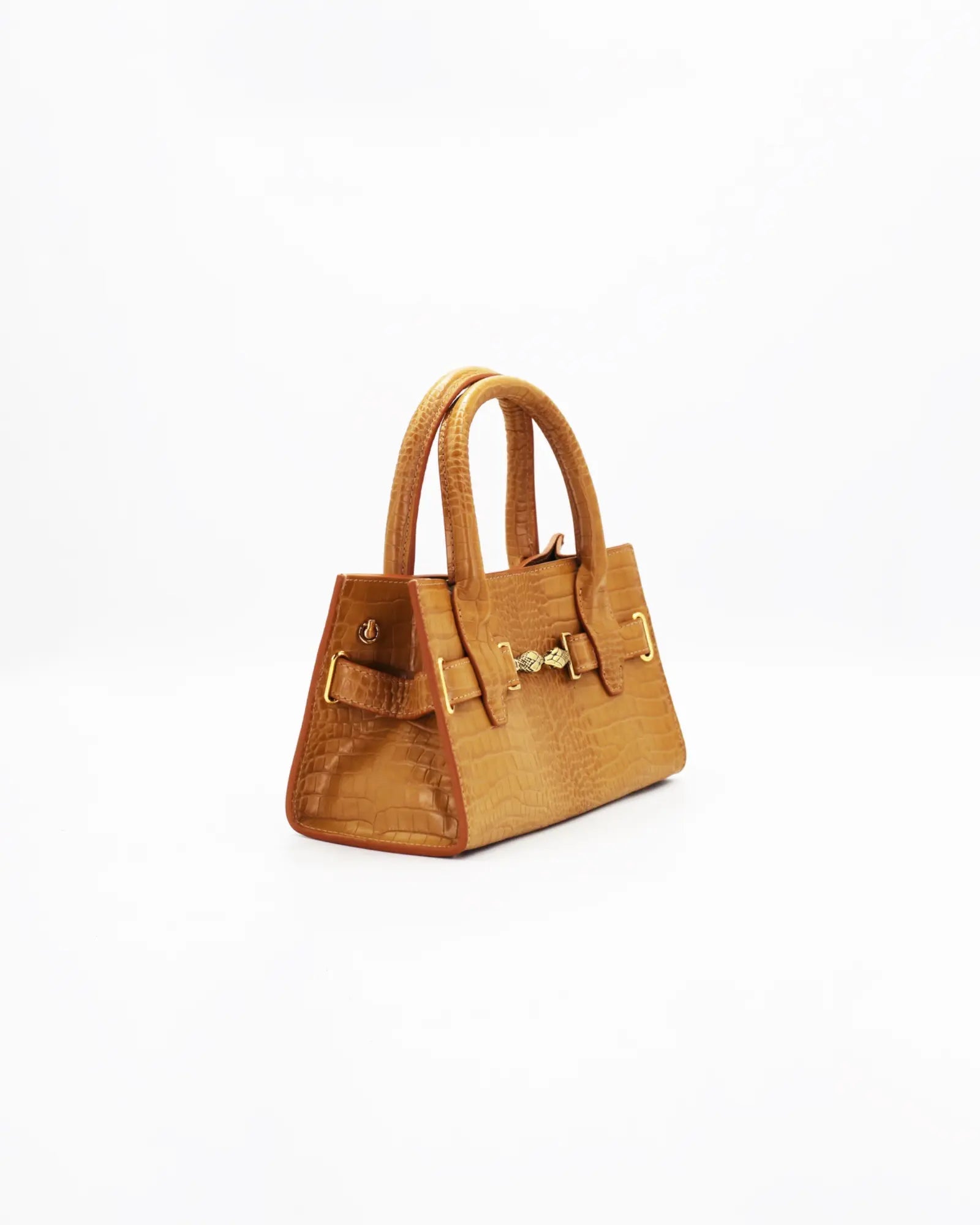 Mini bag made of precious lambskin with a crumpled effect and a delicate glossy finish, with double handles and a removable leather shoulder strap.


The bag is embellished on both the front and back with the iconic Tramontano archive accessory, in handcrafted gold-plated brass.
Top closure with magnet.

Microfiber lining.&nbsp;Gold-finish accessories.

Material:&nbsp;Moon lamb
Dimensions:&nbsp;25x13x10.5 cm