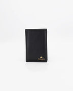 A small, lightweight wallet that can hold all the essentials. To have everything you need with you even on the most important evenings, without sacrificing style.

Internal details: double compartment with button closure, 6 credit card slots, 4 pockets, double bill compartment and zipped purse.
External details: gold embossed logo.
Lining: customised and internal slot in silk.

This soft full-grain calfskin, is worked to obtain an uniform grain, called tumbled leather. The remarkable fullness and roundness 