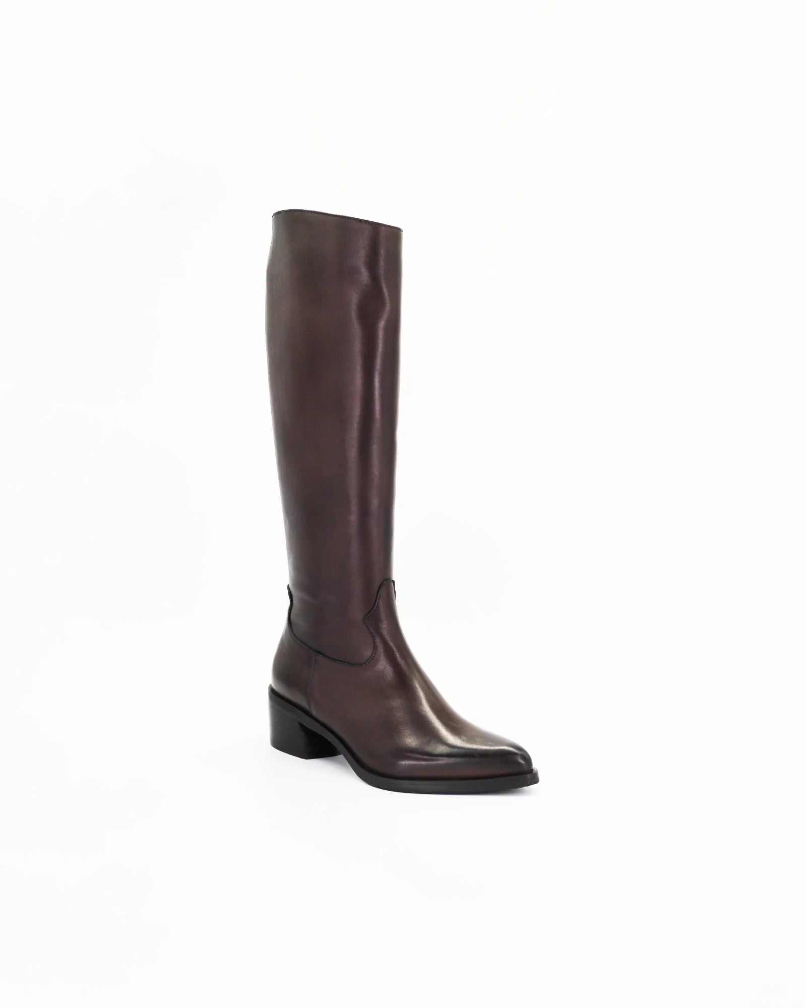 Women's Pointed Toe Boot in Calf Leather Dark Brown (GC1175)