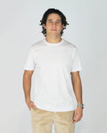 Elevate your everyday basics with the Fiftieth Men's White Crew Neck T-Shirt. Made from 100% merchandised cotton with a regular fit — simple, clean, and built to last.