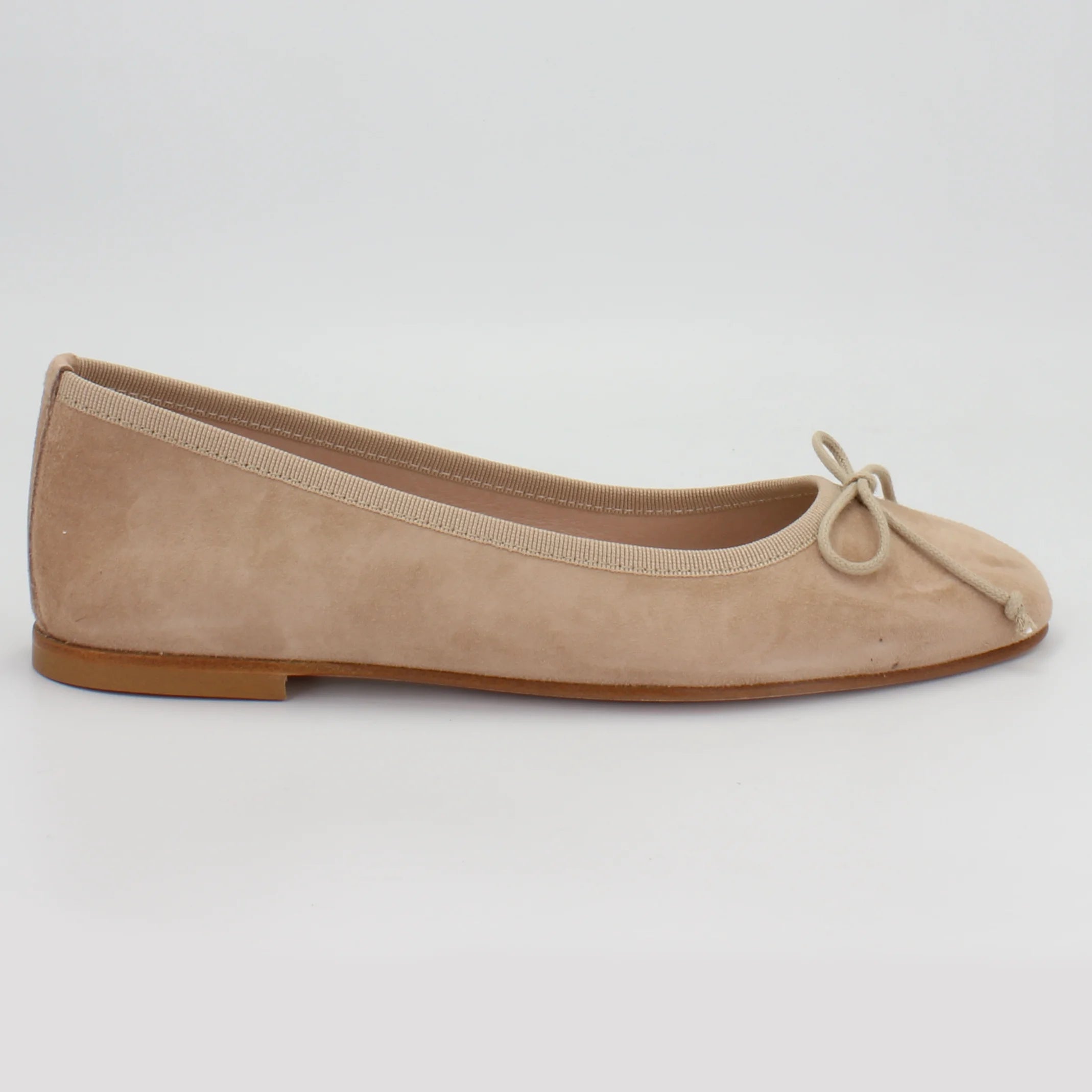 Handmade Italian leather suede ballerina pump in taupe | Women ...