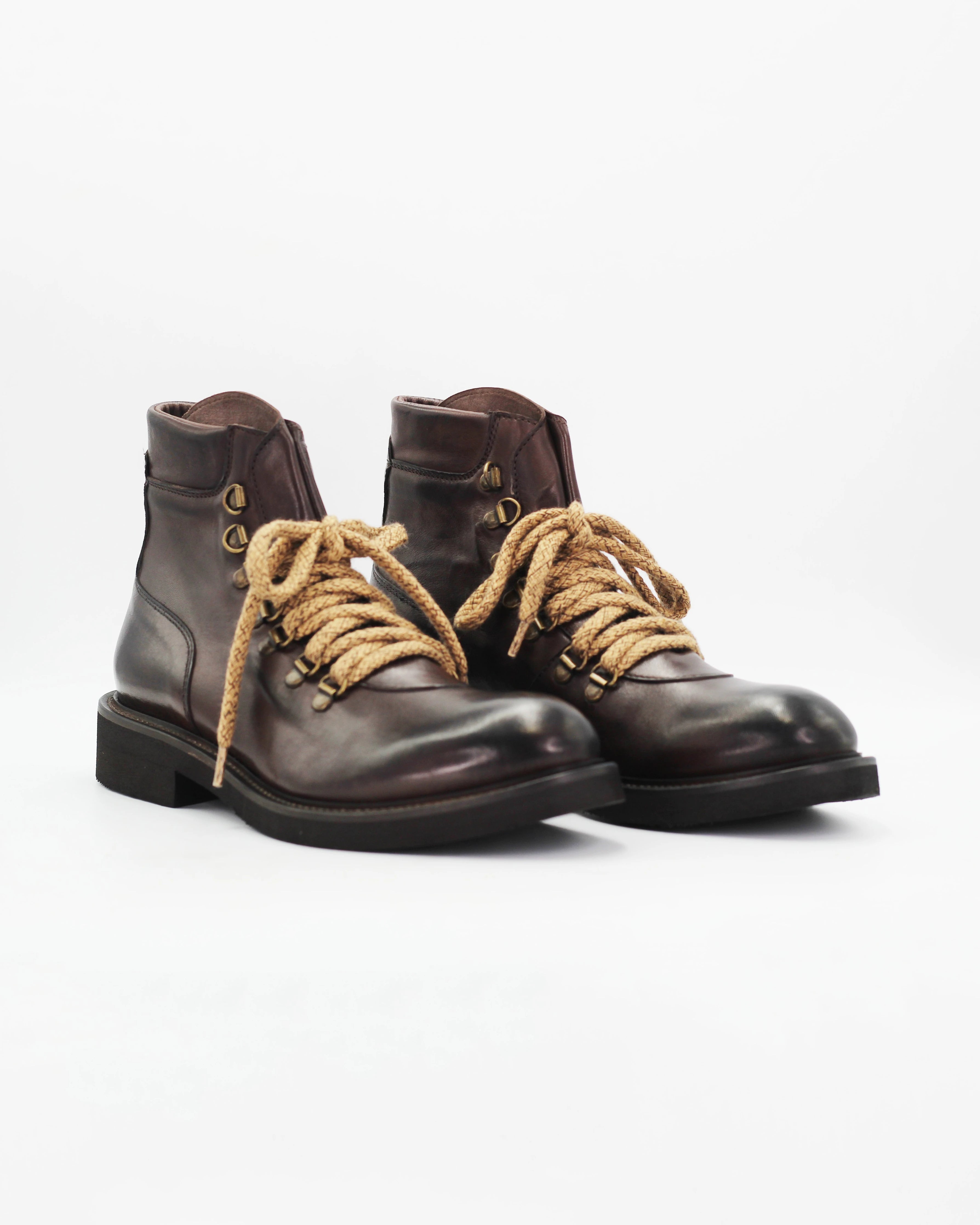 Women's Mountain Lace-up Boot in Leather Bronzato Dark Brown
