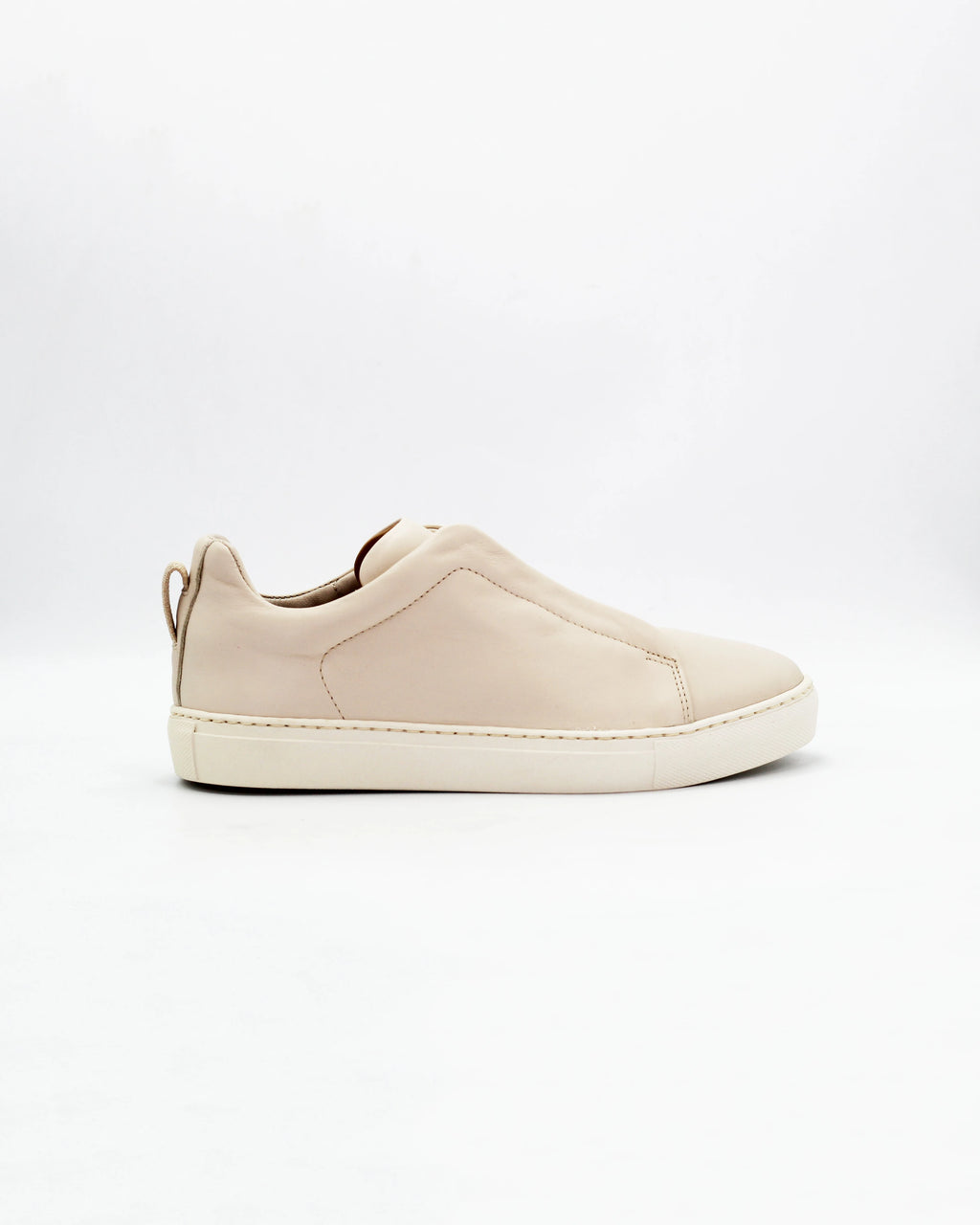 Women's Laceless Sneaker in Leather Beige